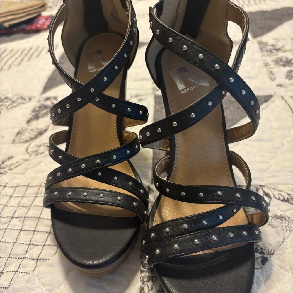 Report Black Studded Strappy Heels - Picture 2 of 5